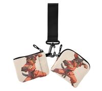 Cartone animato carino Kung Fu Dog Cool donna doppio portafoglio porta biglietti da visita piccolo staccabile porta carte di credito organizer con tasca con cerniera per lavoro viaggi 2 pezzi, cartone