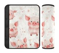 Cartone animato carino maiale beige 2 Pack auto cintura copre il collo e le spalle per la maggior parte delle auto Protector para cinturón de carro