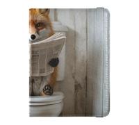 Cartone animato Carino Marrone Volpe Legge Giornale In Pelle decorativo passaporto Book Holder Viaggio Documenti Organizer Protector Passaporto Caso Leggero, Cartone animato carino volpe marrone legge