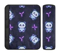 Cartone animato carino neon fluorescente Panda 2 Pack Car Seat Strap Covers, Più Comfort Guida, copertura cintura di sicurezza auto per borsa auto zaino 25,4 x 19,6 cm funda para cinturón de carro