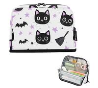 Cartone animato carino nero Halloween gatto pipistrello matita caso grande capacità penna sacchetto con slot cancelleria borsa per ragazze cosmetici materiali escolares para nina