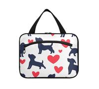 Cartone animato Carino Nero San Valentino Amore Cane Appeso Borse da Viaggio per articoli da toeletta con gancio, Designer Fashion Snack Bag per le Donne Must Haves Vacation kit de para Mujer L
