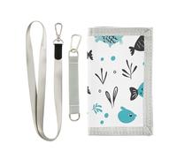 Cartone animato Carino Nero Verde Pesce trifold fold portafoglio regali per giovani pop portafogli casual per gli uomini clip di denaro con cordino billetera para hombre, Carino pesce verde nero del