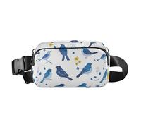 Cartone animato Carino Orso Bianco Alla Moda Marsupio Borsa a Tracolla per Donne Uomini Piccola Crossbody Bag Anti Theft Marsupio, Chic Indigo - Festone con uccellini, colore:, 1 size