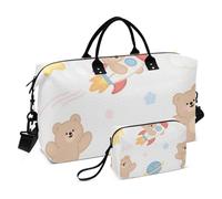Cartone animato Carino Orso Marrone Decorativo di Viaggio Tote Bag Allenamento Borsa con Cinghia Regolabile per Trekking 2 Pz Set bolso de para Hombre