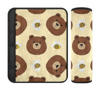 Cartone animato carino orso marrone e ape 2 pz bambino cintura copertura della cintura, protegge il collo e le spalle, seggiolino auto cintura spalla pad per berlina auto zaino 25,4 x 19,6 cm funda