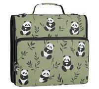 Cartone animato carino panda bianco e nero 3 anelli organizzatore raccoglitore con manico e tracolla rimovibile impermeabile forniture scolastiche organizzatore per studenti medi