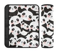 Cartone animato carino panda bianco nero 2 pz seggiolino auto pad cinghia di arresto taglio nel collo, cintura di sicurezza copertura per SUV Van zaino 25,4 x 19,6 cm Protector para cinturón de carro