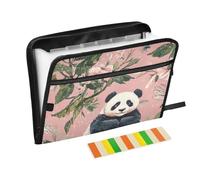 Cartone animato carino Pandas fiore Fisarmonica File Organizer 13 tasche formato A4 Lettera con chiusura a cerniera per portadocumenti