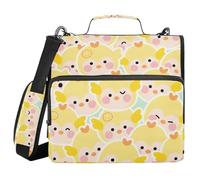 Cartone animato carino pollo giallo 3,8 cm 3 anelli scuola cerniera raccoglitore con manico multi-tasca borsa organizer per documenti per la scuola media