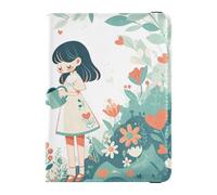 Cartone animato Carino Ragazza Verde Porta passaporto in pelle per le donne di viaggio per il viaggio Vaccino Card Holder Cover Combo Viaggio Passaporto Portafoglio con Slot per Vaccinazione Card per