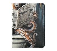 Cartone animato carino rosso animale mare legge giornale in pelle decorativo carino porta passaporto vaccino custodia protettiva copertura passaporto titolare portafoglio custodia ultra sottile,