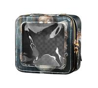 Cartone animato carino rosso animale mare legge giornale mini trasparente trucco borsa trasparente borsa cosmetica viaggio cosmetico caso per volare