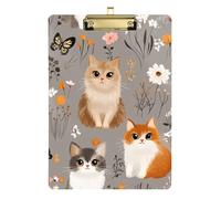 Cartone animato carino somalo gatti e fiori grigio scuola appunti acrilico carino per classe 5 ° grado essenziale per insegnanti dimensioni 9 x 12,5 Tablas para escribir