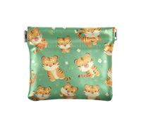 Cartone animato carino tigri verde donna in pelle portamonete portamonete portatile titolare della carta per le donne viaggio, cartone animato carino tigri verde, 1 formato, stampa arte, cartone