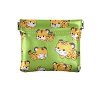 Cartone animato carino tigri verde donna in pelle portamonete sacchetti gioielli portatili per le signore, cartone animato carino tigri verde, 1 formato, Print Art, Cartone animato Cute Tigers Verde,