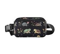 Cartone animato carino uccello blu navy alla moda marsupio borsa a tracolla per donne uomini impermeabile marsupio cintura per lo shopping, Tartaruga Carino Cartoon Nero, 1 size
