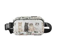 Cartone animato carino uccello blu navy alla moda marsupio borsa a tracolla per donne uomini impermeabile marsupio cintura per lo shopping, Beauty Scottish Fold Cats Bianco, 1 size