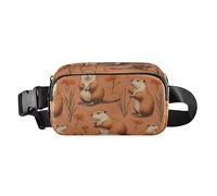 Cartone animato carino uccello blu navy alla moda marsupio borsa a tracolla per donne uomini impermeabile marsupio cintura per lo shopping, Cartone Animato Castoro Terracotta, 1 size