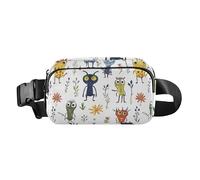 Cartone animato carino uccello blu navy alla moda marsupio borsa a tracolla per donne uomini impermeabile marsupio cintura per lo shopping, Cartone animato Divertente Alieni Bianco, 1 size