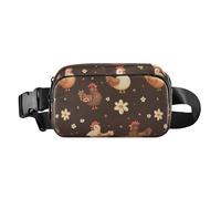 Cartone animato carino uccello blu navy alla moda marsupio borsa a tracolla per donne uomini impermeabile marsupio cintura per lo shopping, Cartone animato divertente Yuanbao pollo marrone, 1 size