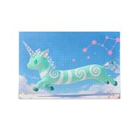 Cartone animato Carino Unicorni Verdi Piecing Puzzle per Adulti Intrattenimento e Intelligenza Impossibile Difficile Perfetto per Notti di Gioco Puzzle per Adulti 500 Piecing