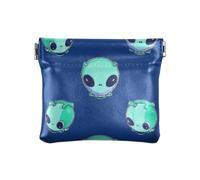 Cartone animato carino verde alieni donne PU pelle portamonete carino carta portachiavi organizzatori per le donne, Alieni verdi carino cartone animato, 1 size, Stampa artistica