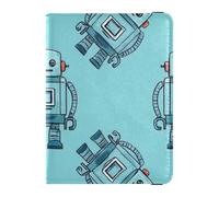 Cartone animato Carino Verde Robot Cuoio decorativo porta passaporto famiglia Portafoglio Combo Portafoglio Ultra Slim, Cartone animato carino robot verde, 1 size