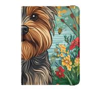 Cartone animato Carino Yorkshire Terrier Cani Marrone Cuoio decorativo Passaporto e Vaccino Card Holder Combo Viaggio Documenti Organizer Protector Badge ID Vaccino Card Holder Wallet Ultra Slim,