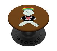 Cartone animato che indossa rastacap con cuore spezzato e ossa incrociate PopSockets PopGrip Adesivo