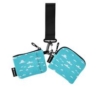 Cartone animato cielo blu con nuvole bianche Portafoglio da donna portamonete mini custodia per biglietti da visita alla moda organizer per soldi con tasca portamonete con cerniera per signora 2