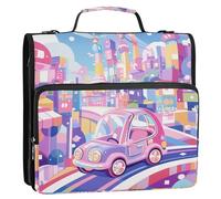 Cartone animato colorato auto e città 3,8 cm 3-anelli raccoglitore organizzatore con maniglia Laege capacità documenti documenti borsa di archiviazione per la scuola