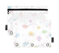 Cartone animato colorato pesce raccoglitore 3 anelli con finestra trasparente anelli matita caso in colori assortiti 3 fori raccoglitore per ufficio scuola forniture cosmetici multicolore 2 pezzi