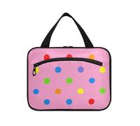 Cartone animato colorato pois rosa borse da appendere per le donne da viaggio con gancio, trousse di design unisex da appendere per il viaggio vacanza essenziale coppia di brochas maquillaje L