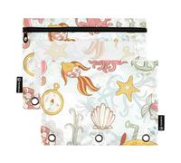Cartone animato Colore Animali Marini astucci con cerniera con Finestra Trasparente Matita Borse Con Cerniera Rinforzato Occhielli 3 Anelli Astuccio per la Conservazione Studenti di Scuola Forniture