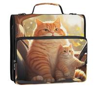 Cartone animato con cerniera organizer 3 raccoglitori ad anelli 1 1/2 pollici anello a D carino arancione grasso gatto portfolio & caso anello cartella titolare scuola raccoglitore borsa con tracolla