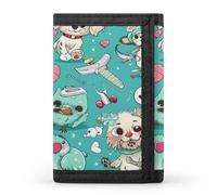 Cartone animato cucciolo di animale domestico ospedale portafogli trifold con porta soldi carta di credito 8 slot portachiavi finestra foto per uomini donne, Stile 13 , Taglia unica, Per tutte le