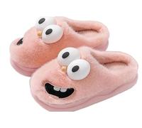 Cartone Animato da Donna Divertimento Carino 3d Grandi Occhi Pantofole Autunno e Inverno Casual Peluche Caldo Fondo spesso Confortevole Casa Pantofole (Rosa,40-41)