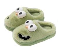 Cartone Animato da Donna Divertimento Carino 3d Grandi Occhi Pantofole Autunno e Inverno Casual Peluche Caldo Fondo spesso Confortevole Casa Pantofole (Verde,40-41)