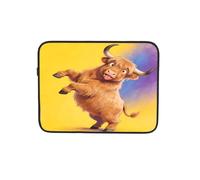 Cartone animato danzante Highland Cow Custodia per computer portatile Notebook Tablet borsa da trasporto per lavoro 12 pollici