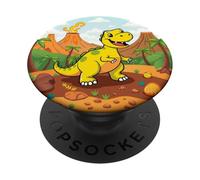 Cartone animato di avventura dinosauro felice nella giungla preistorica PopSockets PopGrip Adesivo