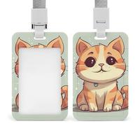Cartone animato di un gatto porta badge carino lavoro nome clip con cordino verticale protezione per carte di credito custodia per lavoro ufficio infermiera insegnante di medicina donne