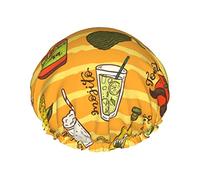 Cartone animato disegnato a mano cibo messicano modello cuffie da doccia cuffia da bagno riutilizzabile cappello da doccia elastico da bagno morbido impermeabile per cappucci per capelli di tutte le l