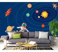 Cartone Animato Disegnato A Mano Fresco Elegante Sistema Solare Pianeta Carta Da Parati 3D Seta lusso Studio Sala Pranzo Divano Camera Per Mobili Letto Soggiorno Tv Muro-430cm×300cm