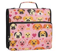 Cartone animato divertente cane faccia 3,8 cm 3 anelli ufficio raccoglitore organizzatore con manico impermeabile portfolio organizer per scuola e ufficio