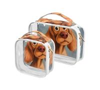 Cartone animato divertente Cocker Brown Spaniel Dog 2 Pack Clear Men Toiletry Bag TSA Approvato Impermeabile Travel Makeup Bag Viaggio Essenziale