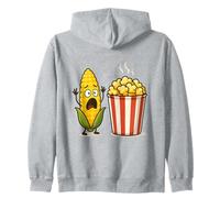 Cartone animato divertente di mais e popcorn spaventato Felpa con Cappuccio