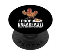 Cartone animato divertente di pollo con umorismo animale della fattoria dell'uovo PopSockets PopGrip Adesivo