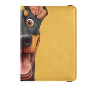 Cartone animato Divertente Doberman Pinscher Cane Marrone Cuoio decorativo passaporto titolare per viaggio donne Vaccino Custodia Protettiva Copertura Passaporto Titolare Portafoglio Custodia Ultra