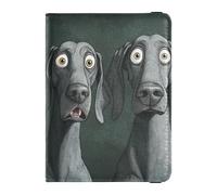 Cartone animato divertente Weimaraner cani paura di pelle porta passaporto portafoglio antifurto denaro e carte portafoglio per donne viaggio organizzatore